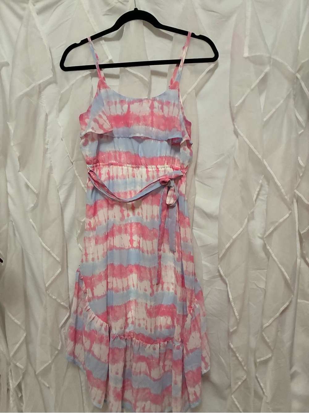 Pink and Light Blue Tie-Dye Dress